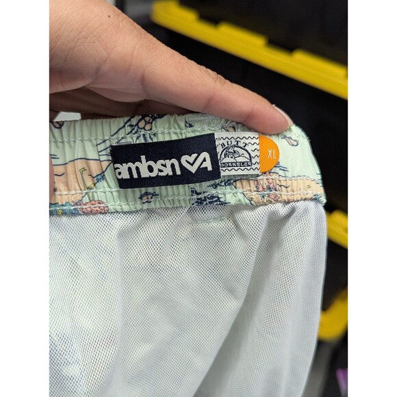 Ambsn Size XL Green with Summer Beachy Print Pull On Board Swim Shorts - Picture 8 of 10
